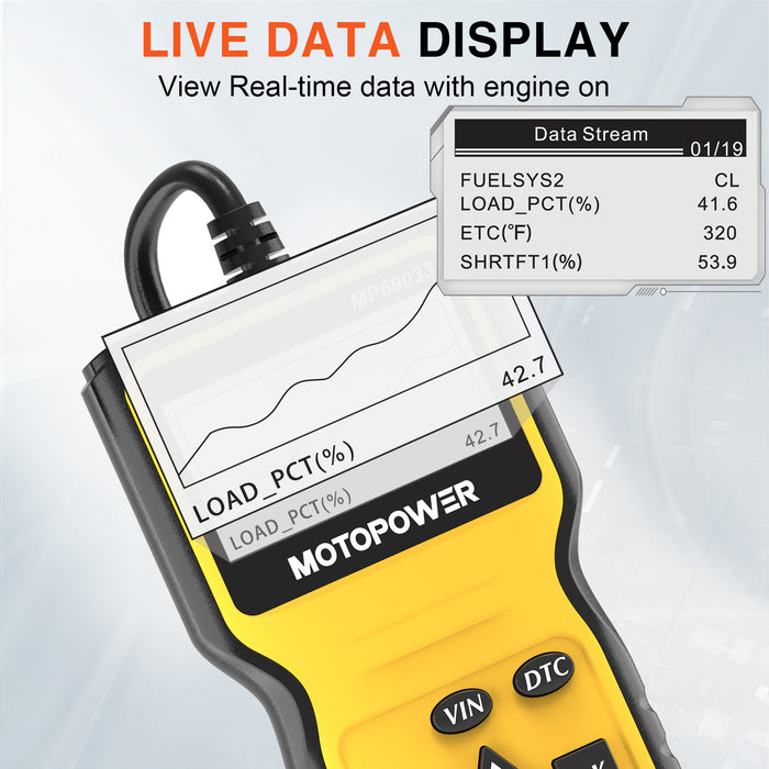 MOTOPOWER MP69033 OBD2 Scanner Universal Car Engine Fault Code Reader, CAN Diagnostic Scan Tool for All OBD II Protocol Cars