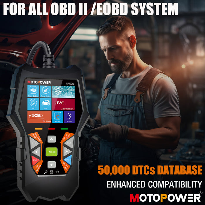 MOTOPOWER MP69040 Car OBD2 Scanner Check Engine Fault Code Reader Diagnostic Scan Tool, Black