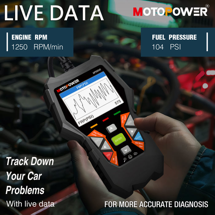 MOTOPOWER MP69040 Car OBD2 Scanner Check Engine Fault Code Reader Diagnostic Scan Tool, Black