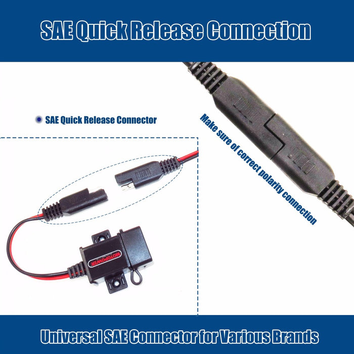 MOTOPOWER MP0609A 3.1Amp Motorcycle USB Charger Kit SAE to USB Adapter