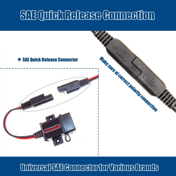 MOTOPOWER MP0609A 3.1Amp Motorcycle USB Charger Kit SAE to USB Adapter