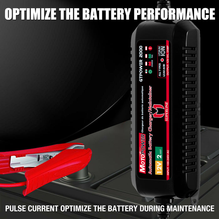 MOTOPOWER MP00207A 12V 2Amp Automatic Battery Charger for Lithium Ion Batteries
