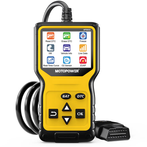 MOTOPOWER MP69033 Pro OBD2 Scanner Code Reader Check Engine Fault Light Diagnostic Scan Tool with Battery Tester, Yellow