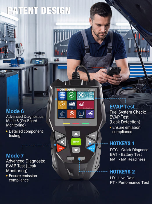 MOTOPOWER MP69042 4 in 1 Code Reader Car Diagnostic Scan Tool Oil Maintenance Reset, Battery Test, Performance Test with Lifetime Update