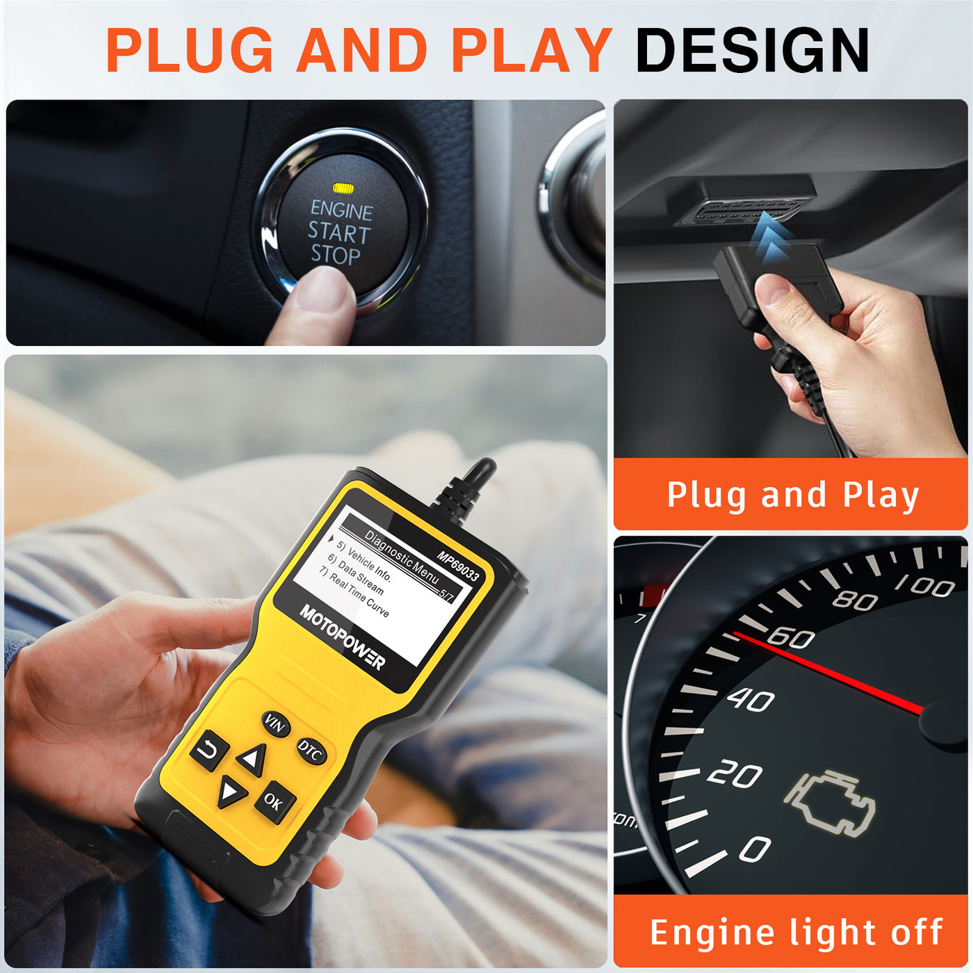 MOTOPOWER MP69033 OBD2 Scanner Universal Car Engine Fault Code Reader ...
