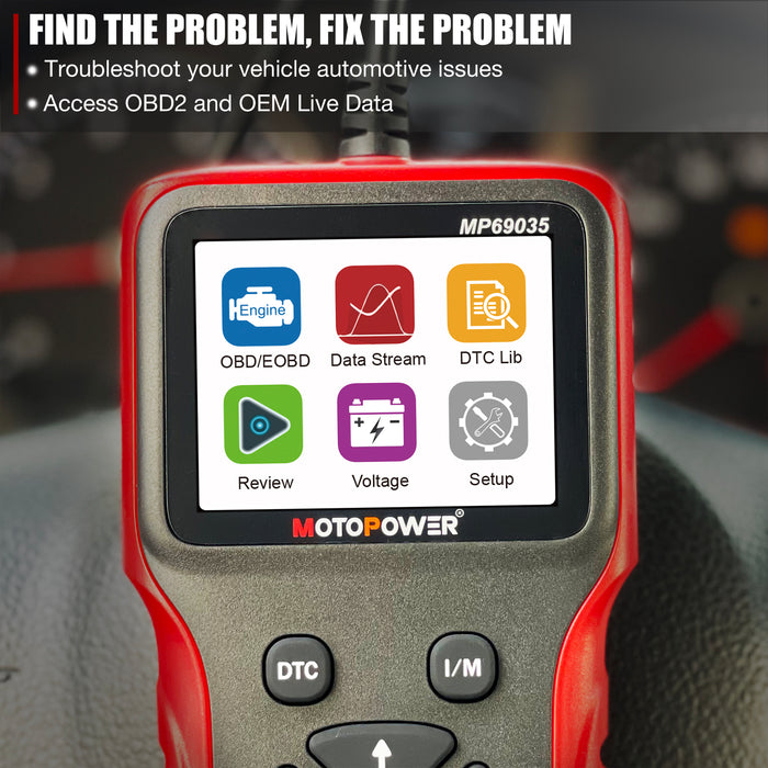 MOTOPOWER MP69035 Scanner universel de code d'erreur de moteur de voiture, outil d'analyse de diagnostic CAN rouge 