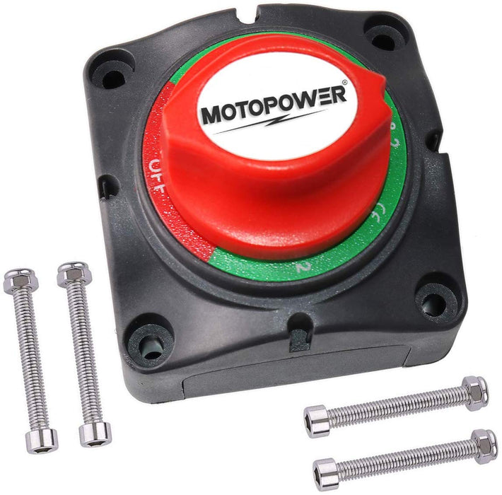 MOTOPOWER MP69157 Battery Switch Battery Isolator 1-2-Both-Off Battery  Disconnect Master Cutoff Switch for Marine Boat Car RV ATV UTV Vehicle