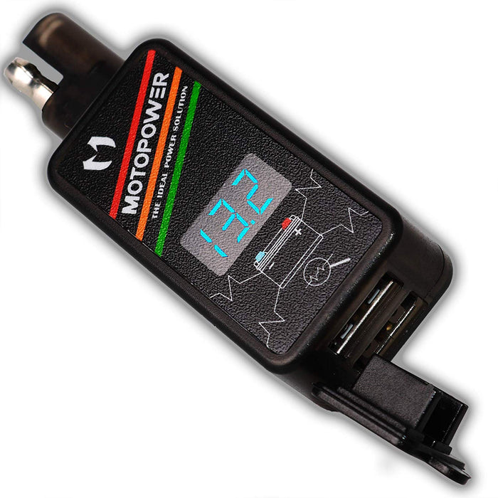 MP0620A 4,2 Ampere Motorrad-Dual-USB-Ladegerät-Kit SAE-zu-USB-Adapter mit LED-Voltmeter 