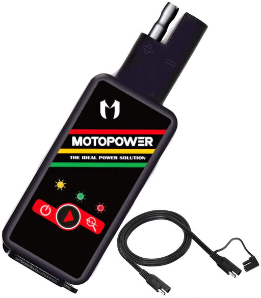 MOTOPOWER MP0620B 4.2Amp chargeur double USB pour moto, adaptateur SAE vers USB avec contrôle de commutateur de moniteur de batterie 