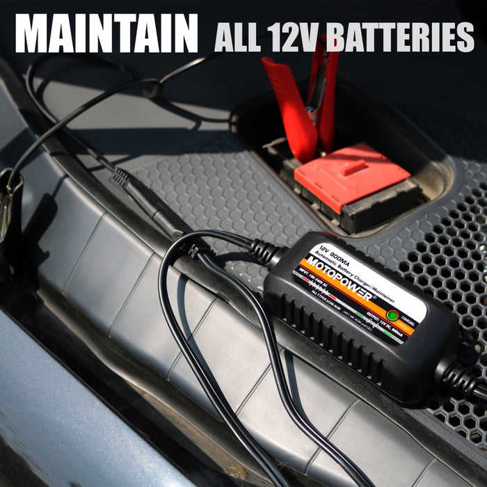 MOTOPOWER MP00205C 12V 800mA Automatic Battery Charger, Battery Maintainer, Trickle Charger, and Battery Desulfator
