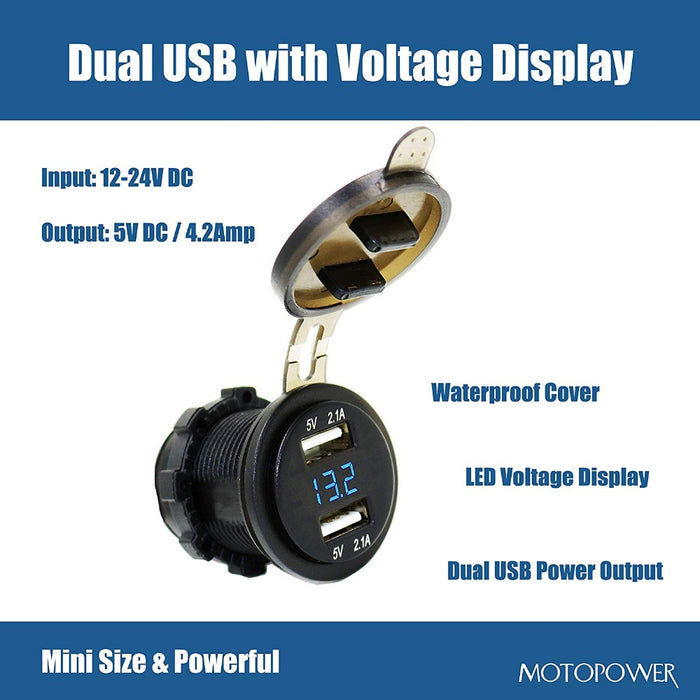 MP0611B USB Charger with Voltmeter and Current Meter-BLUE