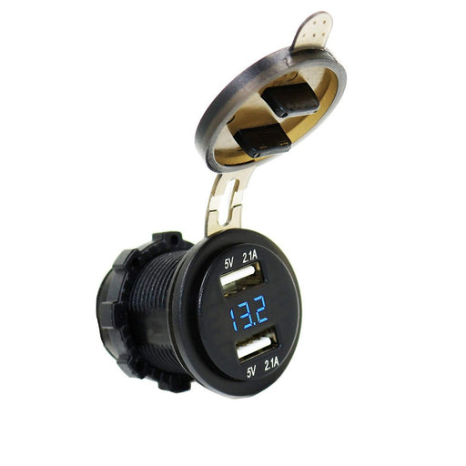 Chargeur USB MP0611B avec voltmètre et compteur de courant-BLEU