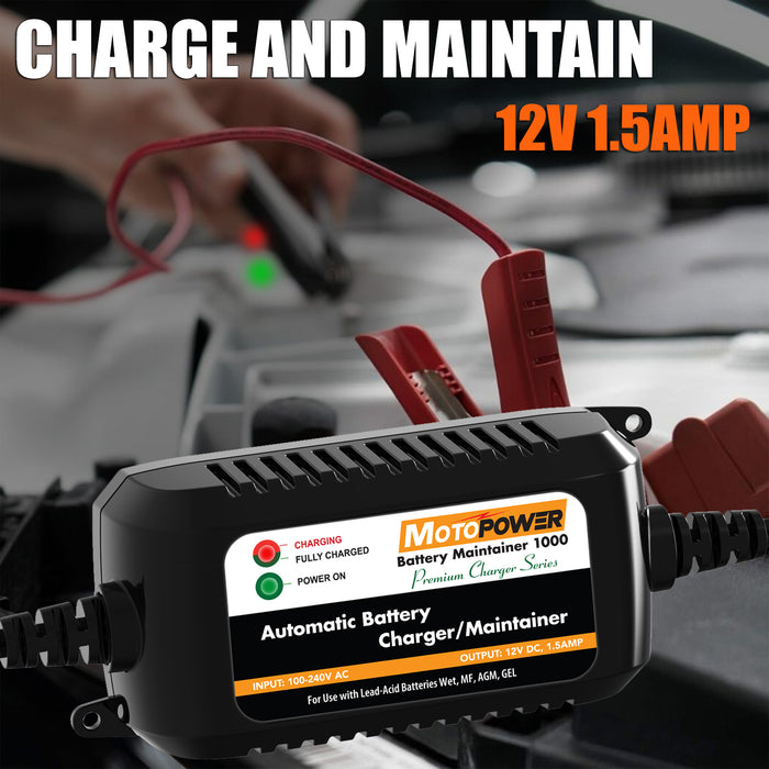 MOTOPOWER 12V 1.5A Fully Automatic Smart Battery Charger Maintainer f —  MOTOPOWER DIRECT