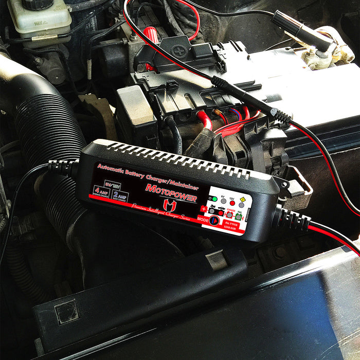 MOTOPOWER MP00207A 12V 2Amp Chargeur de Batterie Automatique  Intelligent/Maintainer pour Les Deux Batteries au Plomb et Les Batteries au  Lithium-ION : : Auto et Moto