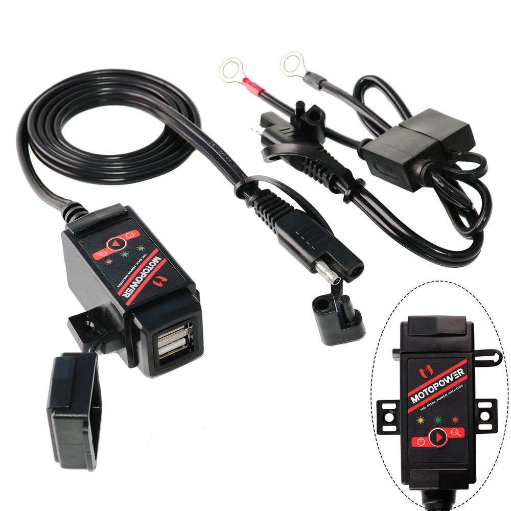 MP0608 Motorcycle Dual USB Charger Kit 3.1Amp — MOTOPOWER DIRECT