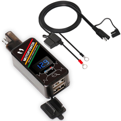 Kit de chargeur double USB pour moto MP0620A 4,2 ampères, adaptateur SAE vers USB avec voltmètre LED 