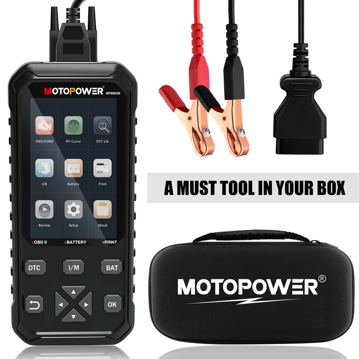 MOTOPOWER MP69036 Car OBD2 Code Reader Scanner Engine Code Reader 2 in 1 OBD2 Diagnostic Tool and 12V Battery Load Tester